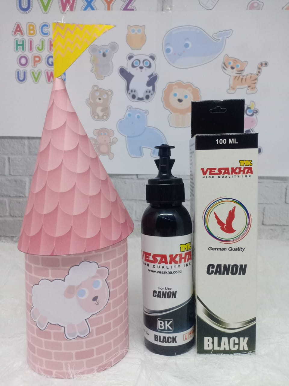 Deskripsi Vesakha Ink Canon Black 100 ml • Bahan liquid terbaik bebas endapan  • Gamut warna luas  • Bebas alkohol aman bagi Head printer  • Warna tidak mudah pudar