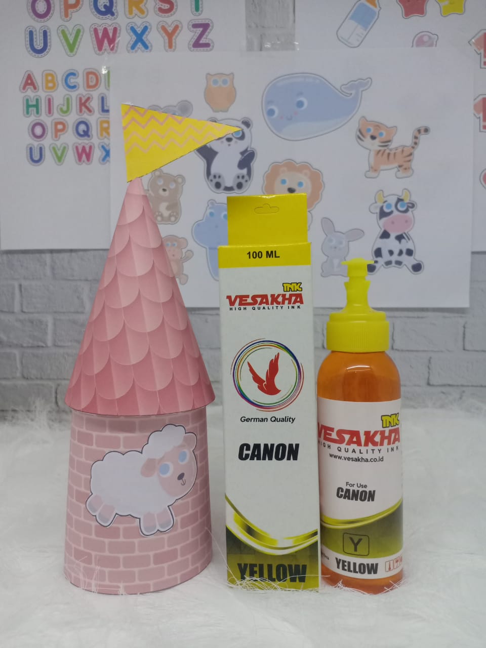 Deskripsi Vesakha Ink Canon Yellow 100 ml • Bahan liquid terbaik bebas endapan  • Gamut warna luas  • Bebas alkohol aman bagi Head printer  • Warna tidak mudah pudar